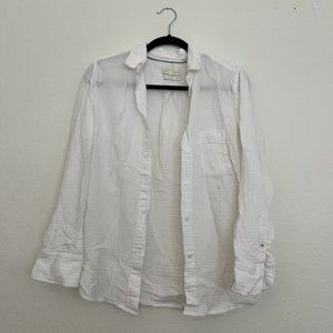 jcrew white flowy button down shirt